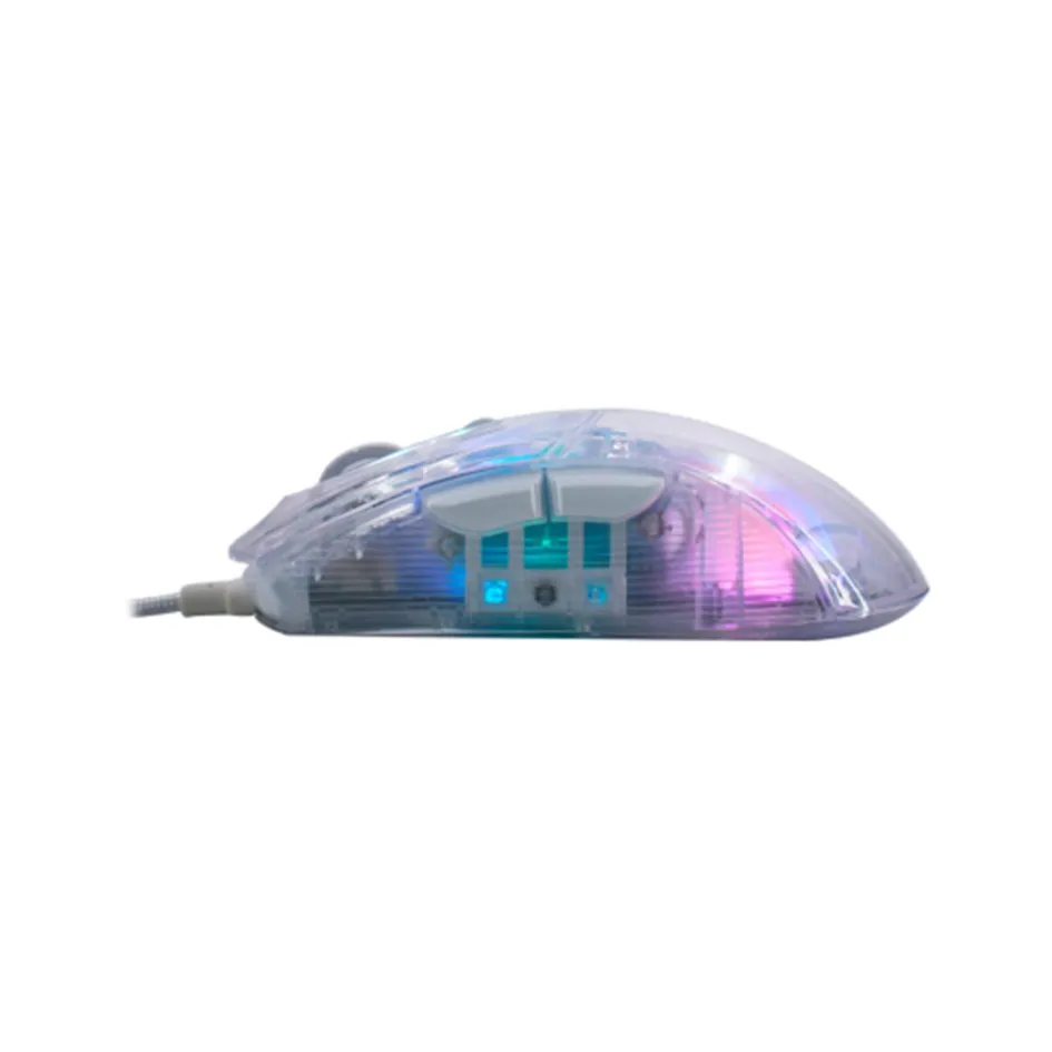 MOUSE GAMER TEROS TE-1216G, 2 BOTONES, RGB, TRANSPARENTE