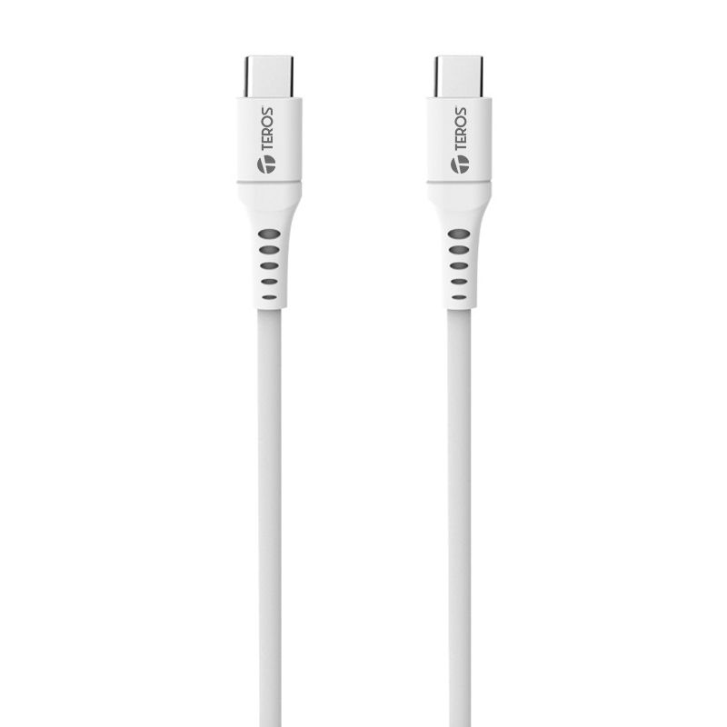 CABLE USB TEROS TE-70208W, TIPO C A TIPO C, 5A, 100W, BLANCO