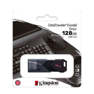 MEMORIA FLASH USB KINGSTON DATATRAVELER EXODIA ONYX, 128GB USB 3.2 GEN 1, COLOR NEGRO