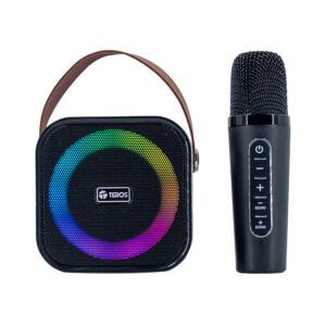 PARLANTE KARAOKE INALÁMBRICO TEROS TE-6013N, BT 5.4, 10W, USB, ILUMINACION LED