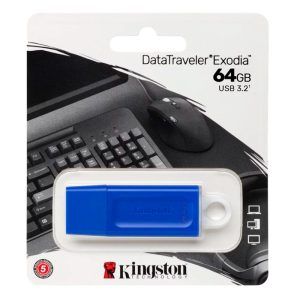 MEMORIA FLASH USB KINGSTON DATATRAVELER EXODIA 64GB, USB 3.2 GEN 1, AZUL