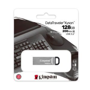 MEMORIA FLASH USB KINGSTON DATATRAVELER KYSON 128GB, USB 3.2 GEN 1, PLATA