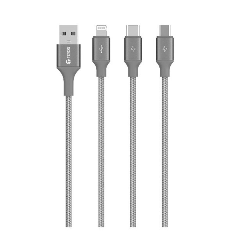 CABLE DE CARGA 3 EN 1 TEROS TE-70210W, USB A TIPOC/LIGHTNING/MICRO USB CABLE DE CARGA 3 EN 1 TEROS TE-70210W, USB A TIPOC/LIGHTNING/MICRO USB