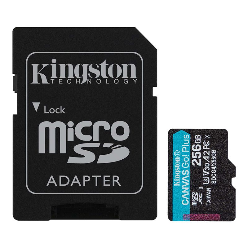 MEMORIA FLASH MICROSD KINGSTON CANVAS GO! PLUS, 256GB, CON ADAPTADOR SD