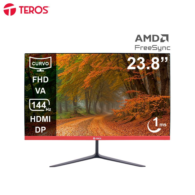 MONITOR CURVO TEROS TE-2403S, 23.8 FHD VA, 144HZ, 1MS, HDMI, DP, AUDIO OUT, PARLANTE